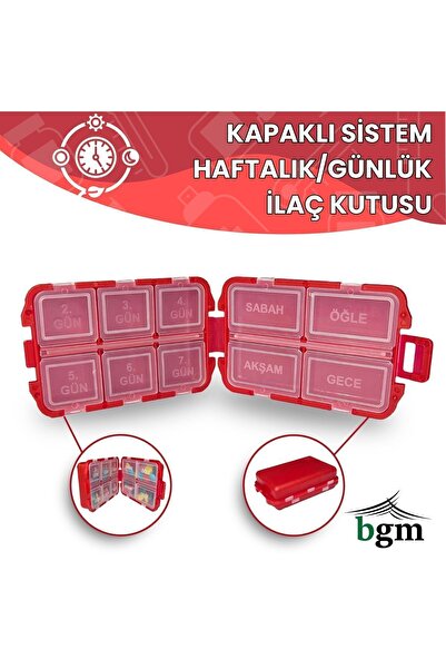 bgm İlaç Kutusu Günlük/Haftalık Valiz Kapaklı İlaç Düzenleyici Organizer