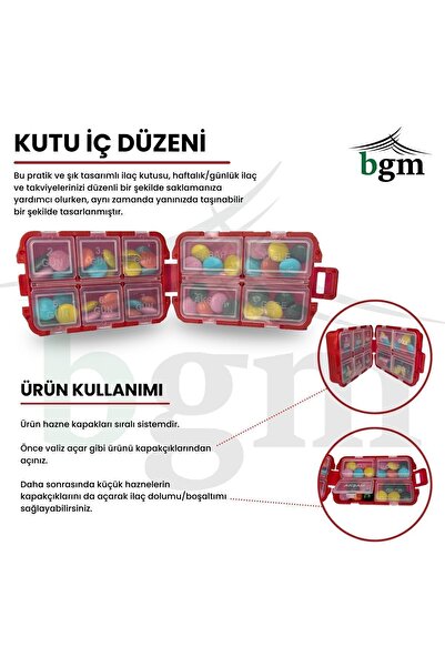 bgm İlaç Kutusu Günlük/Haftalık Valiz Kapaklı İlaç Düzenleyici Organizer