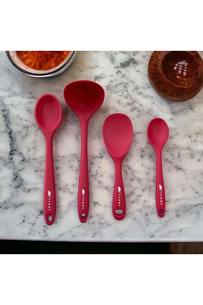 Multiamo Silicone Colander Ladle Set - Heat Resistant, 5 Pieces, 8Cm/22Cm/20Cm/28Cm
