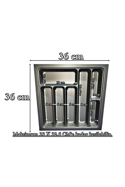 almital mobilya aksesuarları furniture accessories 36x36 Anthracite Spoon Free Συρτάρι - 33x32,5 cm Κομμένο (Με λεπτομέρεια κοπής)