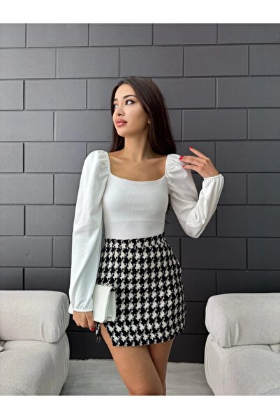 Butik Kare Yaka Prenses Kol Bluz