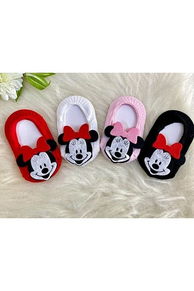 happykidssocks Baby Girl Red White Pink Black Mickey Accessory Ballerina Socks 4 Pieces
