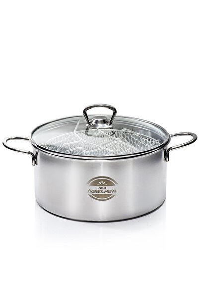 Genel Markalar Cam Kapaklı 3 Parça Çelik Kızartma Tenceresi