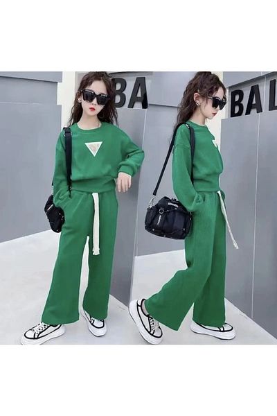 Machetta Children's Symbol Printed Oversize Crew Neck Sweatshirt Tracksuit Set