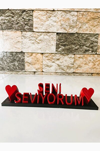 Sevgileler Günü Özel Masaüstü Kalpli Seni Seviyorum Yazısı 16 Cm Genişlik