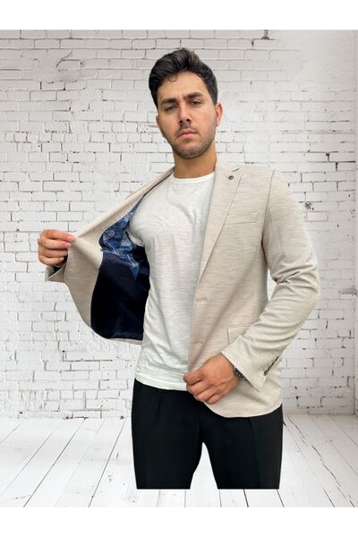 Luisero Ανδρικό αθλητικό μπουφάν με υφή Vad Beige 1412