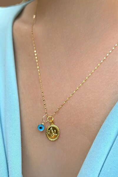 Altınaşkı Mini Tuğralı Aynalı Zincirli Altın Kolye