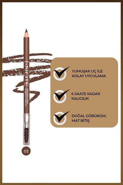 NOTE Double Sided Water Resistant Natural Eyebrow Pencil - Eyebrow Pencil 03 Brown, Brown