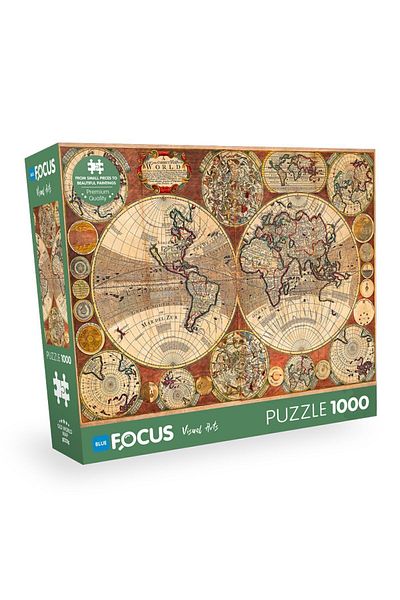 Blue Focus 1000 Pieces - Old World Map