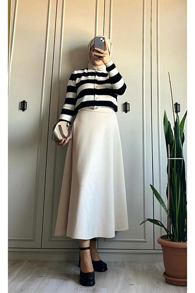 modasusev Sukuba Puff Hijab Flared Skirt