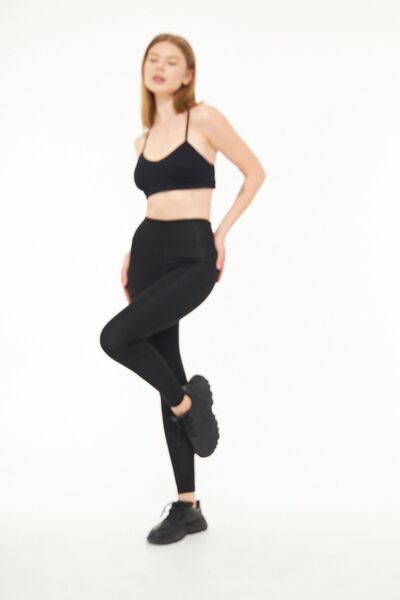 EMFURE Siyah Kadın Spor Tayt Sıkılaştırıcı Toparlayıcı Yüksek Bel Tam Boy Spor Tayt Leggings Fitness