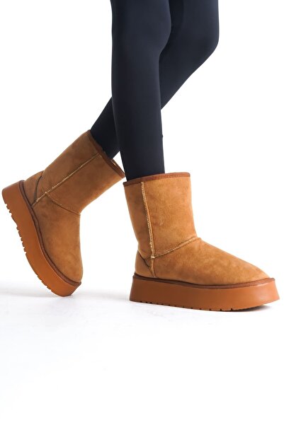 TRENDELLA Női barna szőrös vastagtalpú téli csizma