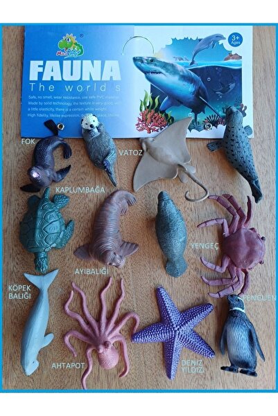 OYUNCAKSAHİLİ Deniz Canlıları 12 Parça Oyuncak Vatoz Kaplumbağa Ahtapot Köpek...
