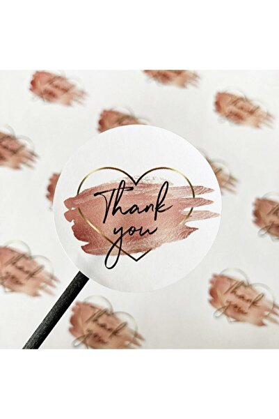 Foldart Kuşe Sticker Paketleme & Kargo Etiketi Thank You- Kalp