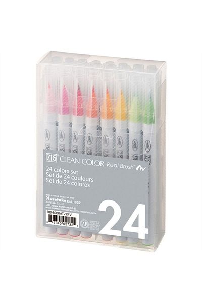 Zig Clean Color Brush Tip Pen 24 Pieces