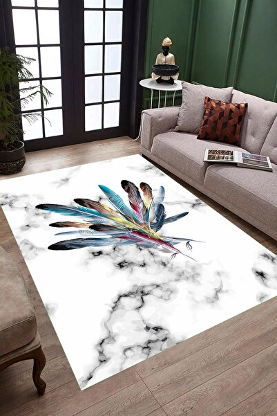 KRAL HOME Dijital Baskı Dört Mevsim Kaymaz Deri PVC Taban Yıkanabilir Yolluk ...