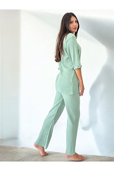 FAMES PİJAMA Corduroy Camisole Cotton Flared Νέας σεζόν Μεγάλο Μέγεθος Σπίτι (MINT CAMISOLE)