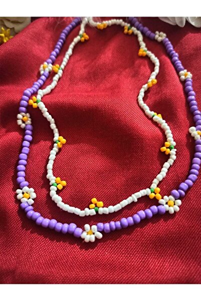 S&k Collection مجموعة من 2 قلادة من خرز الأقحوان