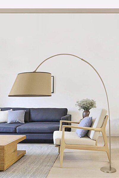 BEMSA HOME Deve Boynu Mat Krom Lambader Kasket Açık Hasır Abajurlu