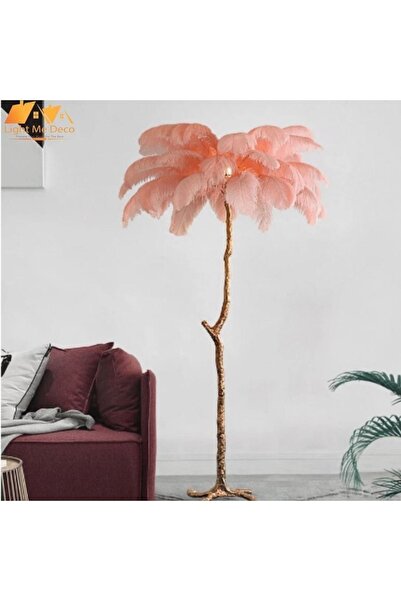 VİSENTE HOME Deve Kuşu Modern Lambader / Tüy Turuncu