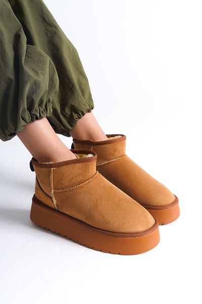 TRENDELLA Zimní dámské boty – hnědé, silná podrážka a kožešina uvnitř