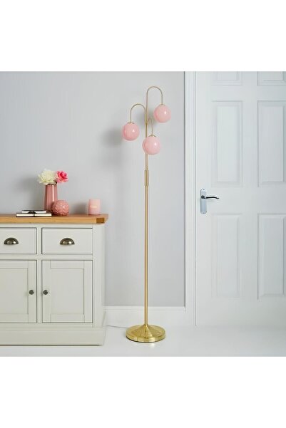 VİSENTE HOME Modern Gold Pembeli Cam Lambader