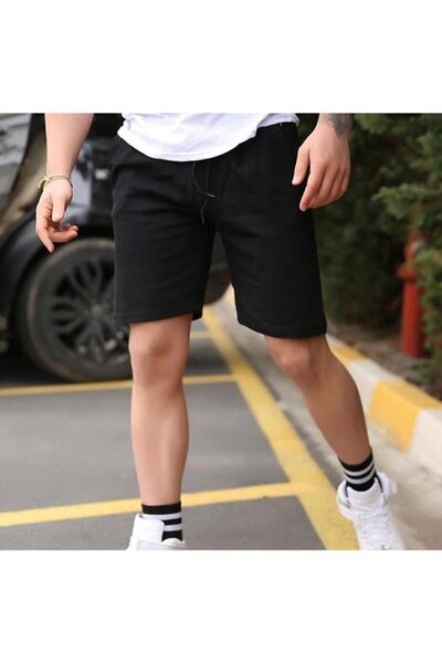 atmaca moda Erkek Siyah Düz Şort