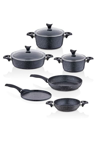 Taç 9dílná sada nádobí Mastercook Pro Black Granite