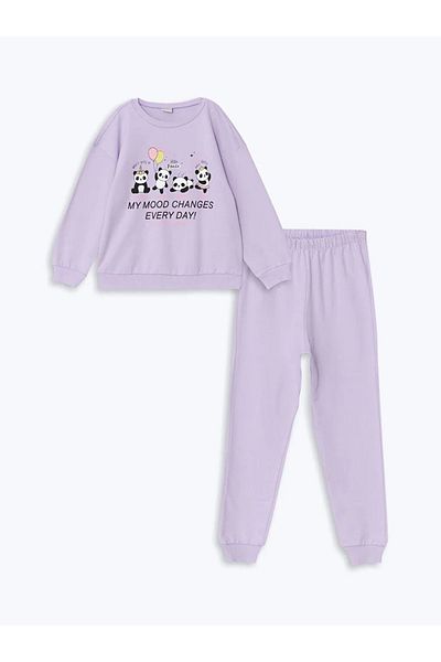 LC Waikiki LCW ECO Lilac - Σετ φόρμας για κορίτσια με λαιμόκοψη