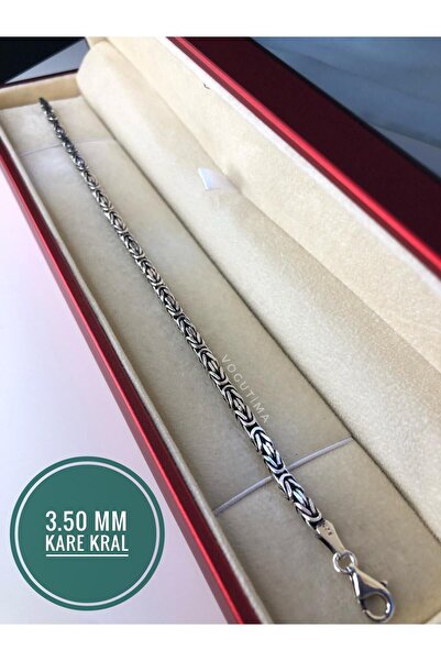 vogutima jewelery&silver by timuçin mavili Erkek Gümüş Bileklik - 3.5mm Kare Kral Model • Işıklı Kutuda Sevgiliye • Eşe • Babaya