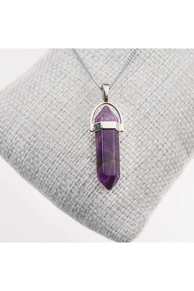 Taşta Moda Amethyst Stone Necklace with Anti-Tapping Chain