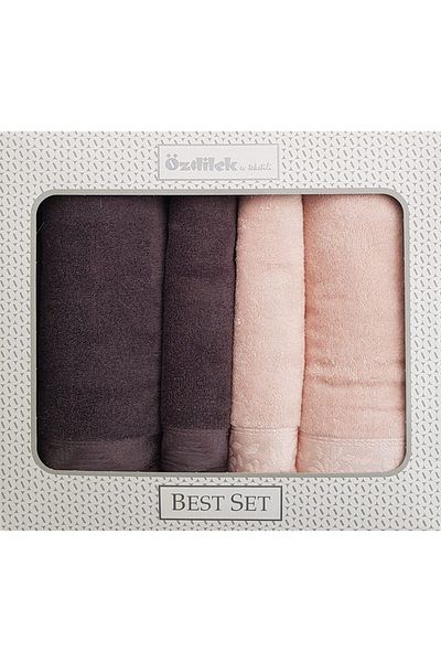 Özdilek Anthracite Pink Özdilek Lirio Best Bath Set and Towel Set