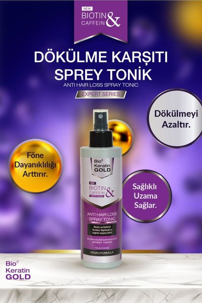 Bio Keratin Gold Biotin & Caffeine Anti-Shedding Hair Tonic Helps Fast Grow 200 ml