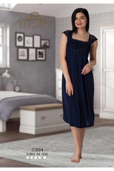 Effort Pijama Effort Women's Navy Blue Short Sleeve Maternity Nightgown 2304