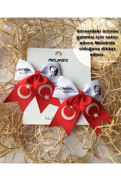 Melo 29 October 2 Pieces Turkish Flag and Ataturk Signature Clip Buckle Set