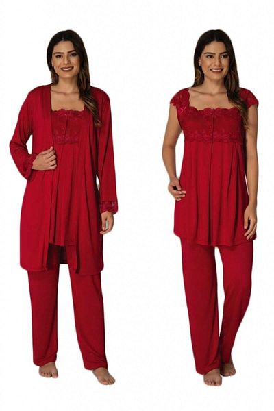 Effort Pijama Effort Cherry Maternity Short Sleeve Pajamas Set with Dressing Gown 2301