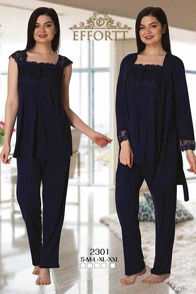 Effort Pijama Pregnant Effort Maternity 3-Piece Pajama Set Navy Blue