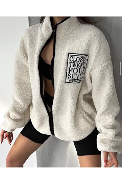 pepule Unisex erkek kadın closed nakışlık peluş  Ceket