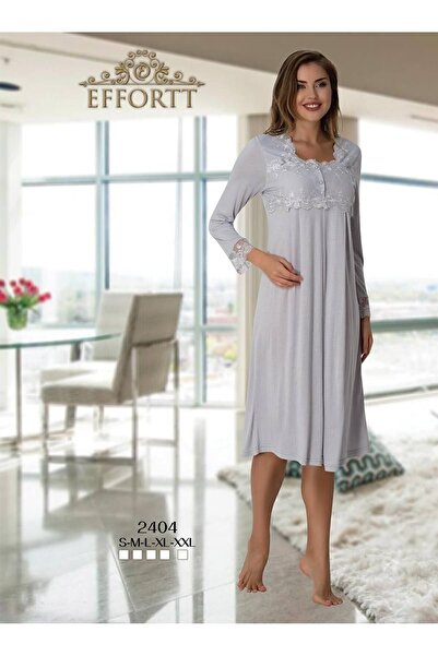 Effortt Cămașă de noapte gri de maternitate pentru femei