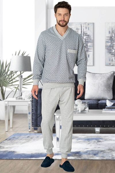 By Mecit Pijama 2766 Σετ ανδρικής πιτζάμες Grey Plus Size