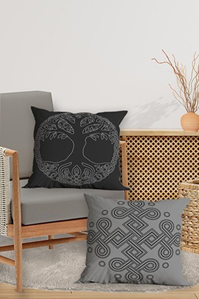 Belle Benoit Set of 4 Double-Sided Digital Printed Viking Pattern Pillowcases Throw Pillow Set – Zippered, 43X43 cm