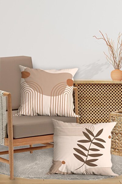 Belle Benoit Σετ μαξιλαριών 4 τεμαχίων διπλής όψης με ψηφιακή εκτύπωση Minimal Bohemian – Σετ μαξιλαριών με φερμουάρ, 43x43 cm