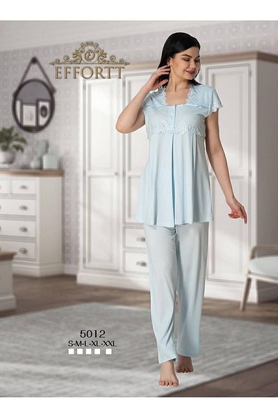 Effortt Set de pijamale de maternitate albastru pentru femei