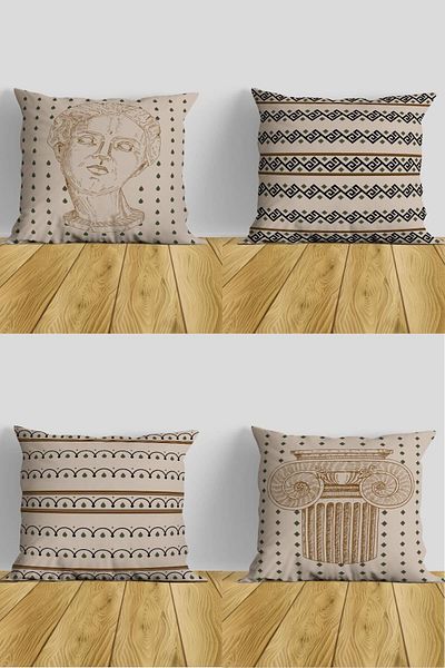 Belle Benoit Modern Bohemian Double Sided Printed Decorative 4-Piece Sofa Pillowcase Throw Pillow Cover Set