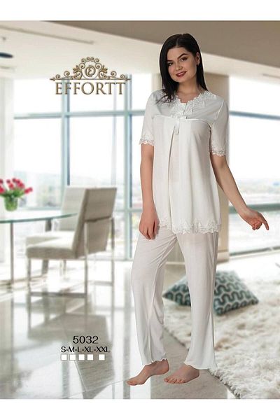 Effortt Women's White Maternity Top and Bottom Pajamas Set
