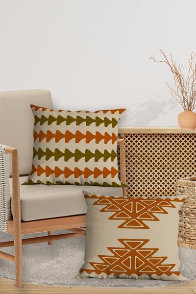 Belle Benoit Set of 4 Double-Sided Digital Printed Ethnic Patterned Pillow Cases Throw Pillow Set – Zippered, 43X43 cm