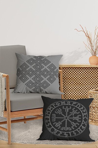 Belle Benoit Set of 4 Double-Sided Digital Printed Viking Pattern Pillowcases Throw Pillow Set – Zippered, 43X43 cm