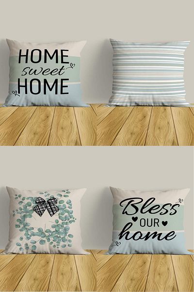 Belle Benoit Set de huse de pernă pentru canapea cu design modern, imprimat pe două fețe, cadou decorativ, 4 piese