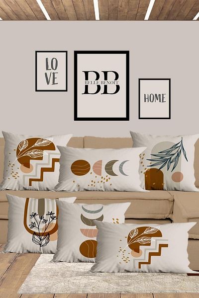 Belle Benoit Design modern Set de 6 huse de pernă pătrate dreptunghiulare 30x50 și 43x43 imprimate digital 3D