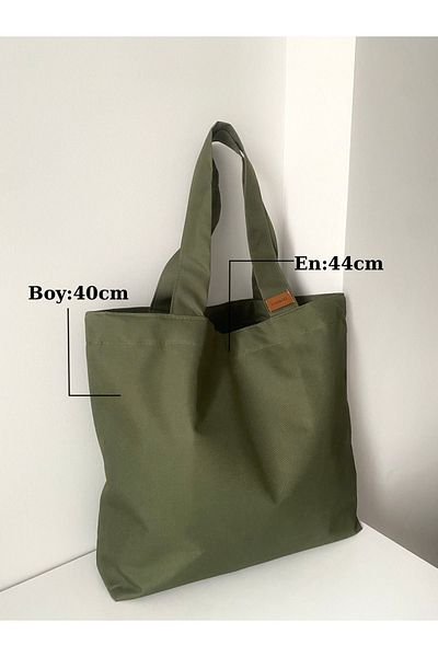LUNAFEL Basic Khaki Canvas Tote Τσάντα μεγάλου μεγέθους Αδιάβροχο ύφασμα